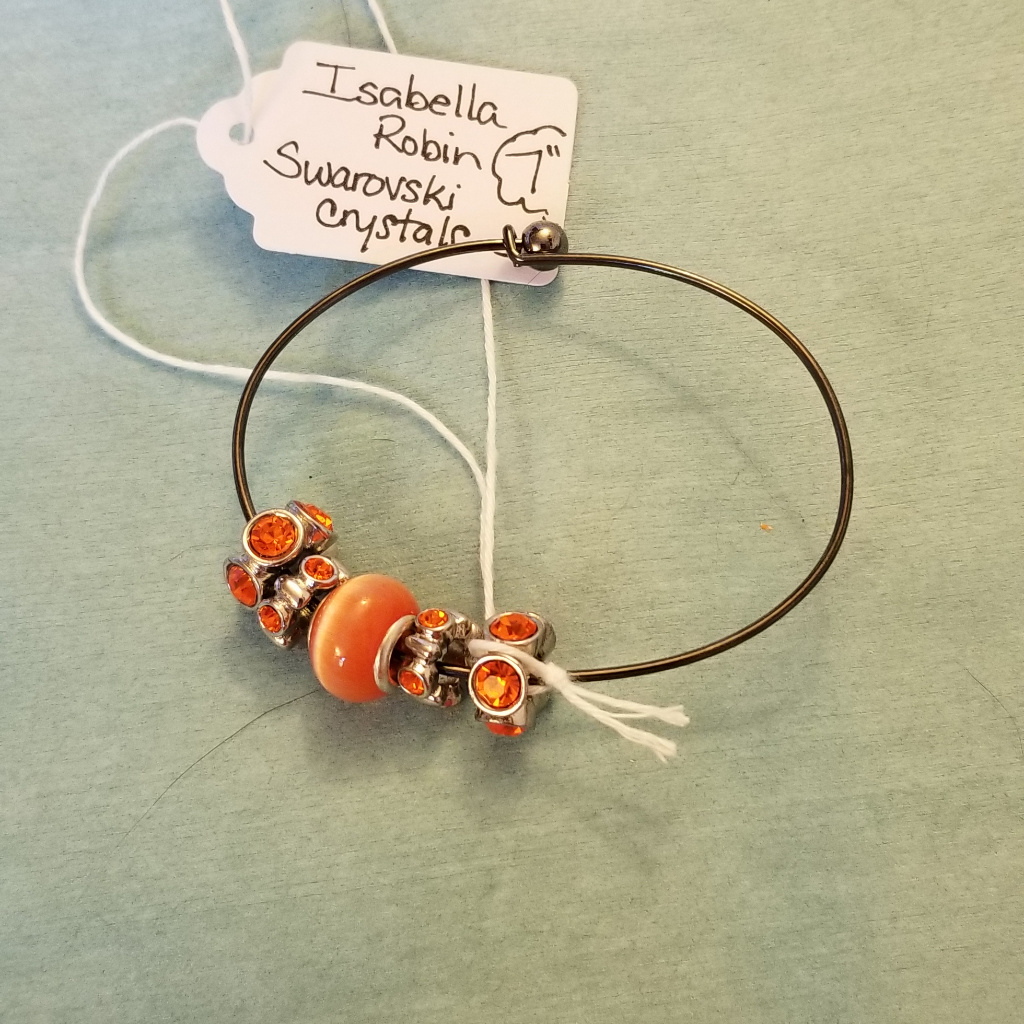 Handmade Bracelet Orange Swarovski Cats Eye